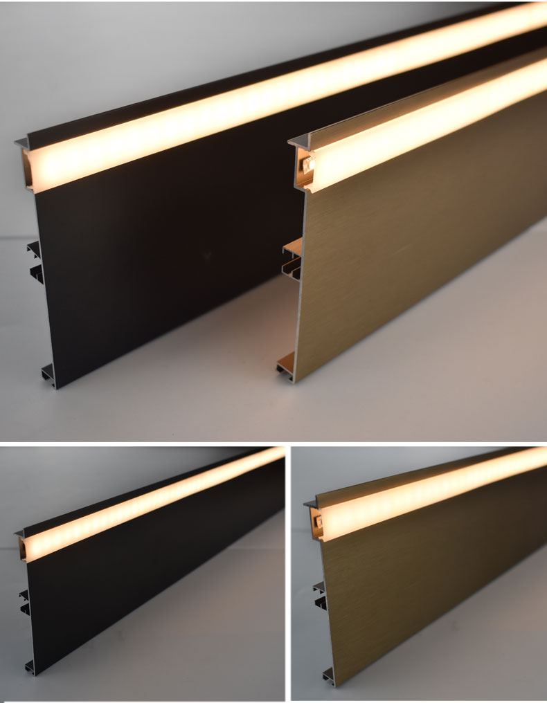 铝合金橱柜踢脚线带led灯发光踢脚板带灯条橱柜底部灯橱柜灯手扫感应