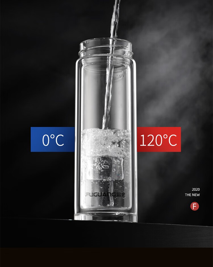 富光玻璃杯 单层大容量玻璃杯子 带提环便携男女玻璃水杯 车载透明