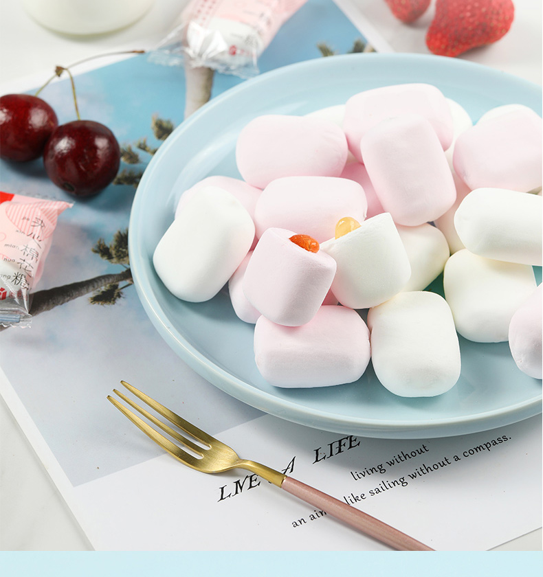 良品铺子-夹心棉花糖80g酸奶草莓味软糖网红零食糖果散装休闲食品