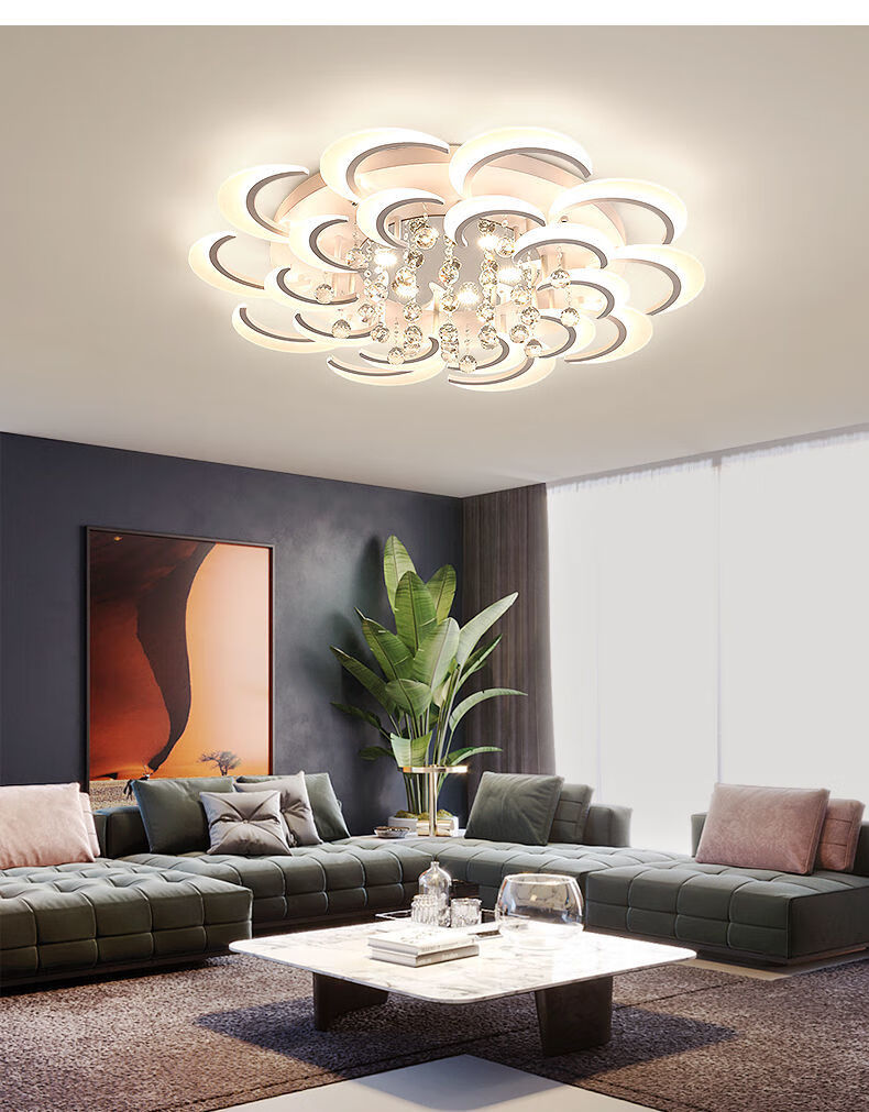 卢登斯 客厅大灯水晶灯现代简约大气家用圆形卧室吸顶灯具全屋套餐