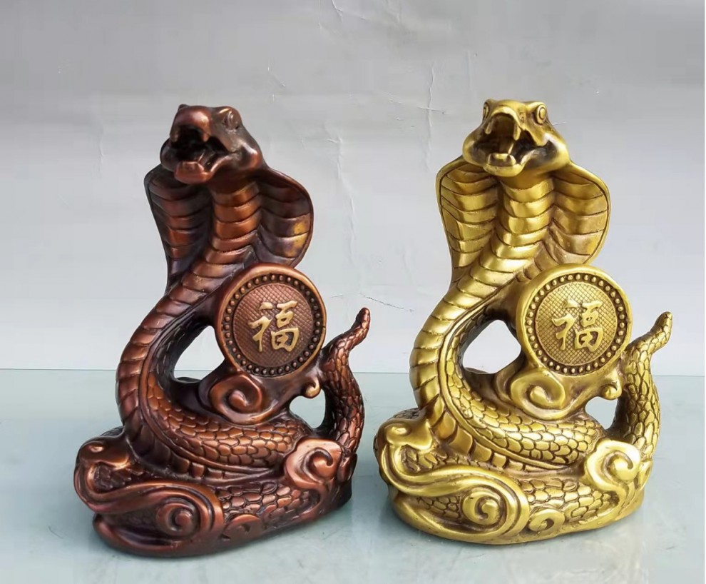 纯铜蛇摆件龟蛇生肖眼镜蛇灵蛇吉祥物玄武神兽工艺品创意礼品装饰 财