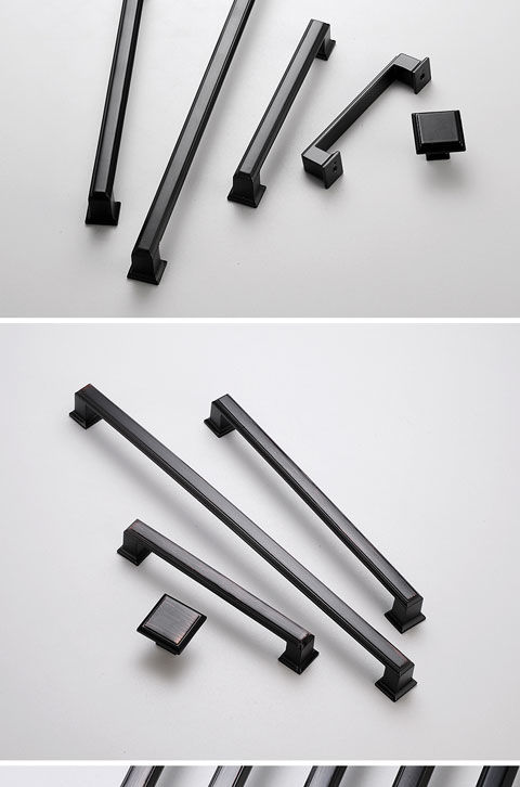 方形美式拉手柜门把手长衣柜拉手橱柜书柜欧式柜子抽屉拉手黑红色砂黑