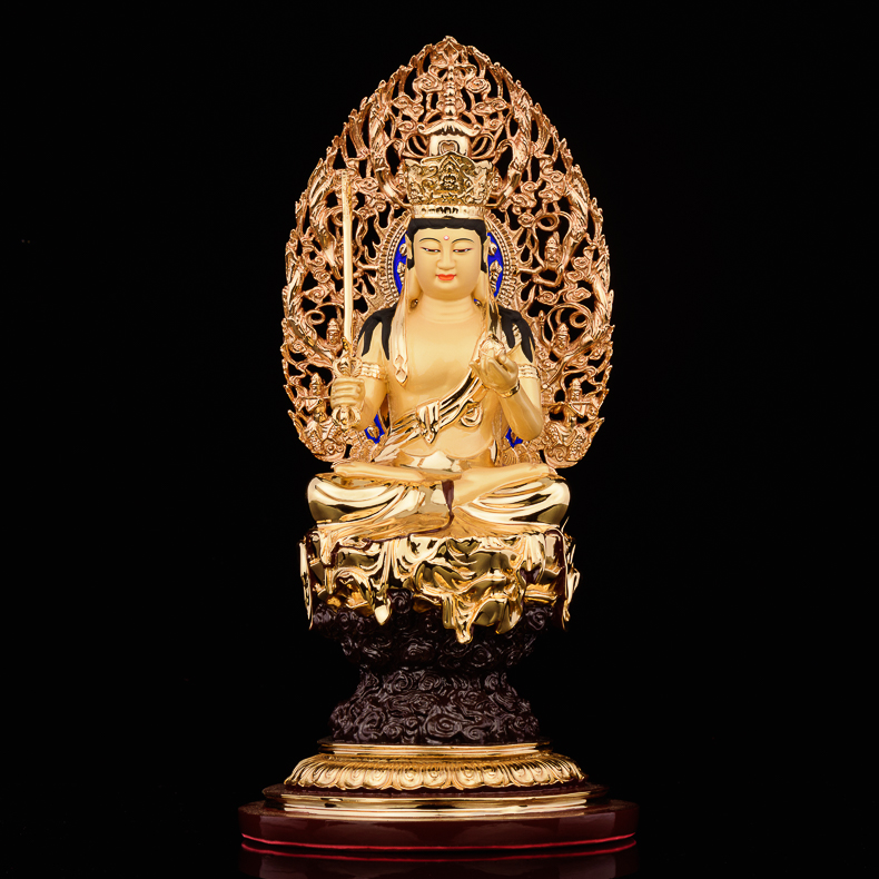 台湾盛凡虚空藏佛像摆件黄铜鎏金虚空藏菩萨属牛虎本命佛工艺品sd191