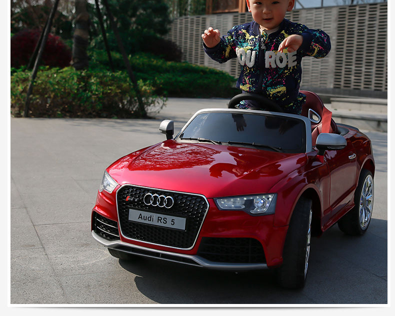 车可坐人宝宝带遥控童车摇摆小孩电动汽车烤漆蓝发光软轮摇摆遮阳皮座