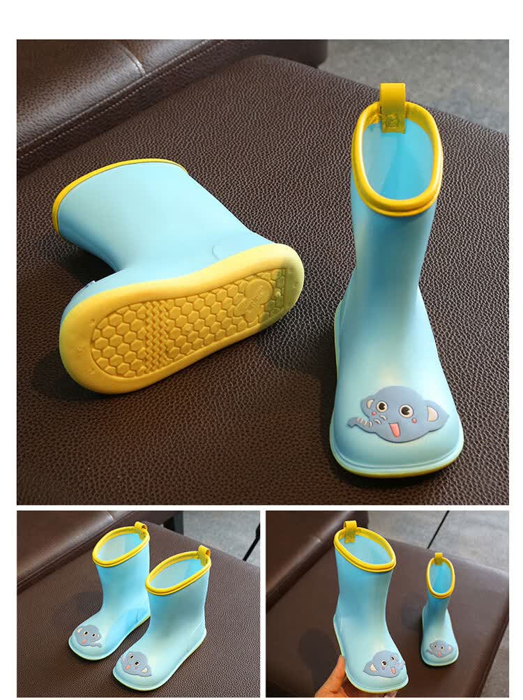 雨鞋男孩夏轻便防滑小学生雨靴可爱小孩玩水鞋 束口款-绿色 内长14cm