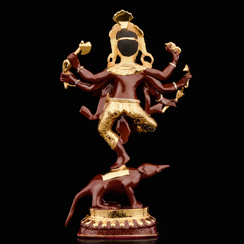 象头神金刚杵黄铜鎏金藏传佛教 sm23 红财神(高30*长20*宽7cm)【图片