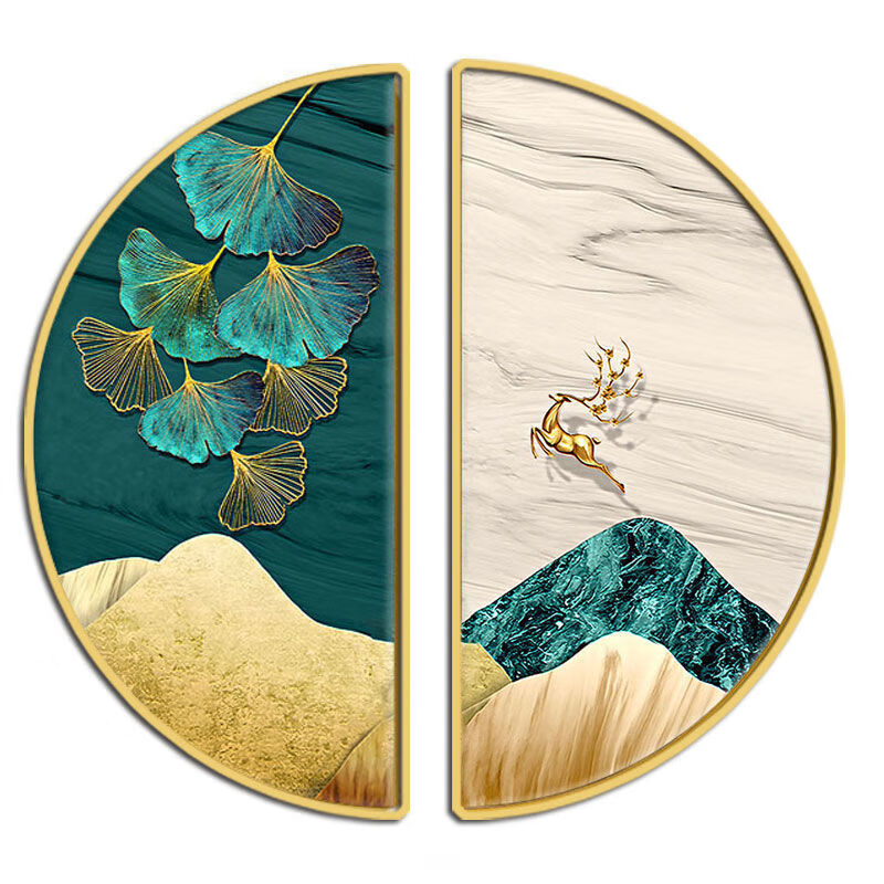 精品装饰字画半圆客厅装饰画入户玄关现代简约挂画餐厅书房卧室轻奢风