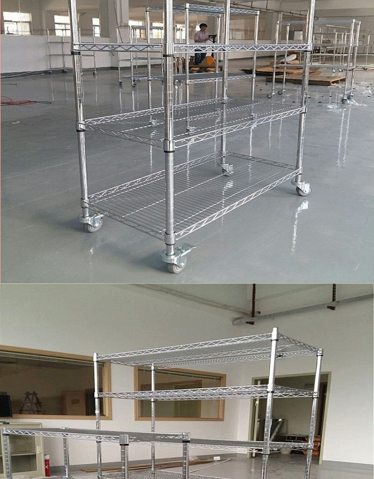 加厚带轮镀铬线网货架仓库仓储家用置物层架金属不锈钢货架 定制其他