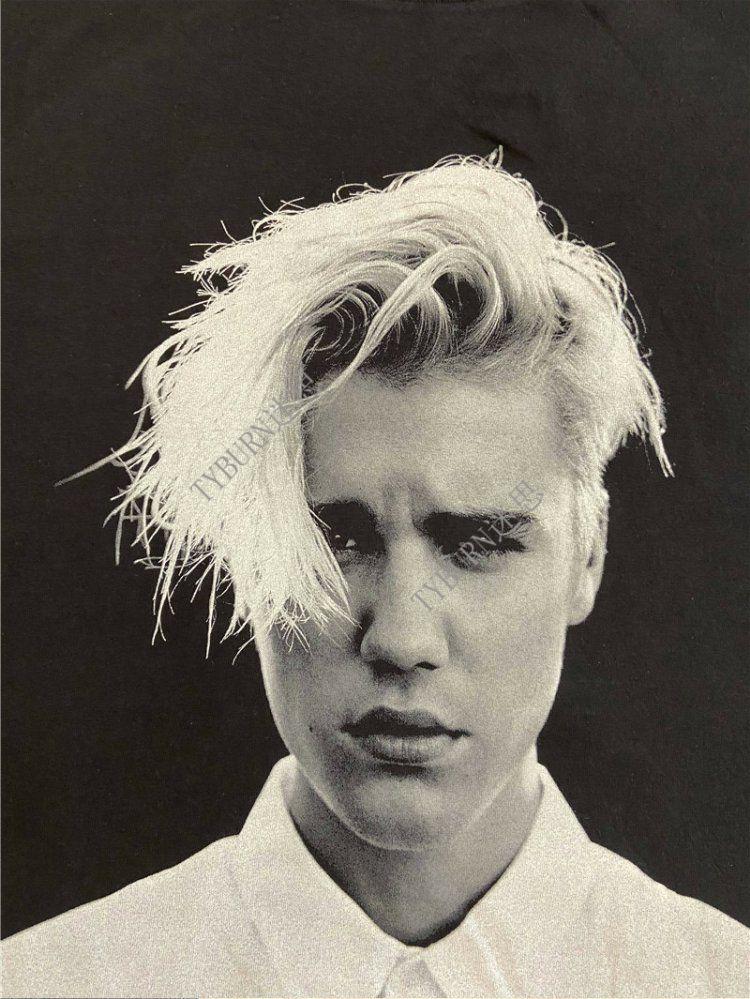 justin bibber限定贾斯汀比伯头像t恤纯棉宽松oversized高清印花 黑色