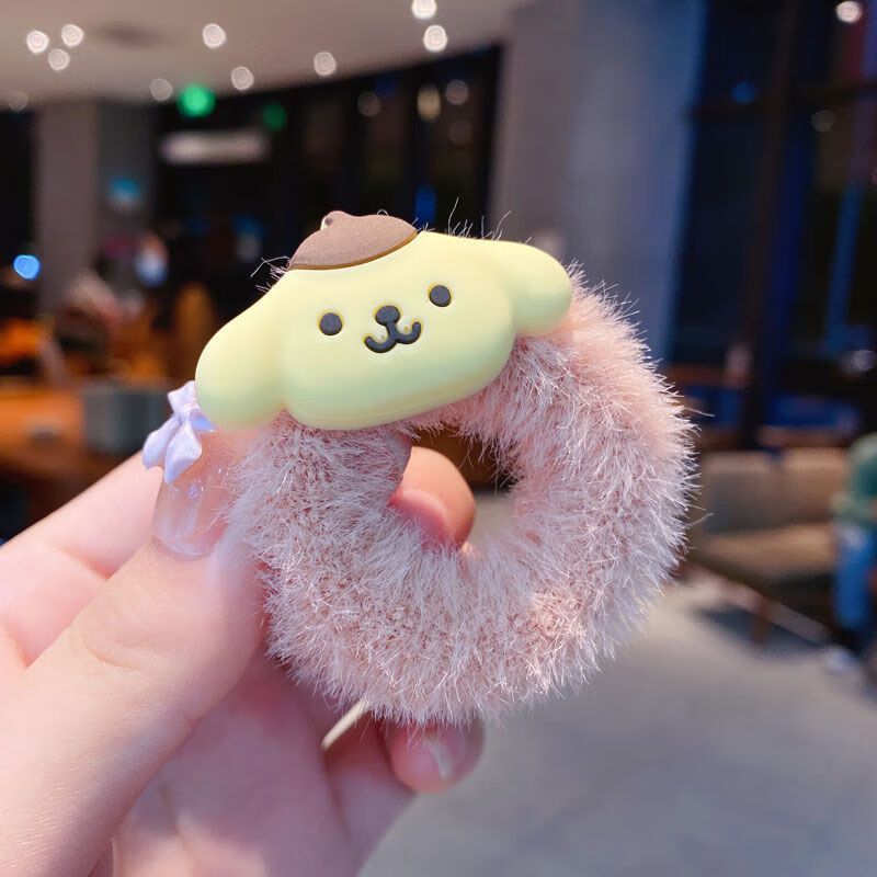 欢韵(hy)超萌秋冬毛茸茸发圈玉桂狗发绳少女心学生筋美乐蒂头饰扎头发