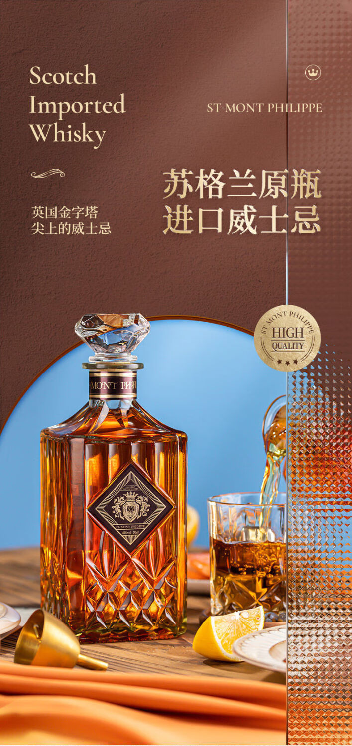 苏格兰威士忌酒英国进口礼盒装小瓶经典洋酒可乐桶40度 6瓶装方瓶