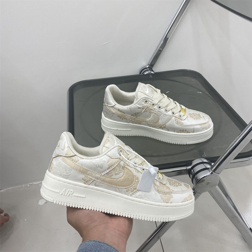 官方旗舰空军一号男空军一号af1白丝绸花卉厚底男女低帮板鞋情侣百搭