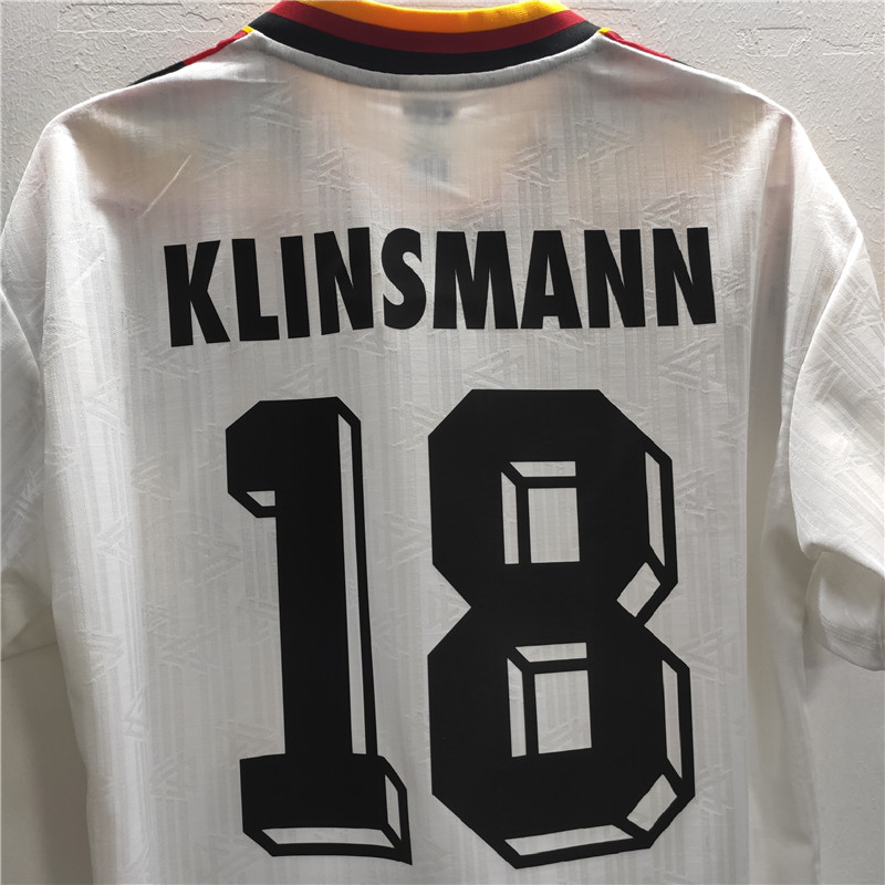 滕讯体育同款94世界杯德国主场短袖足球服复古球衣18号克林斯曼队服