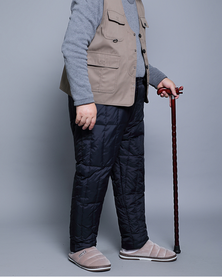 老年男裤7080岁宽松裤内胆毛裤中老年人爷爷加厚棉裤冬藏蓝色l90110斤