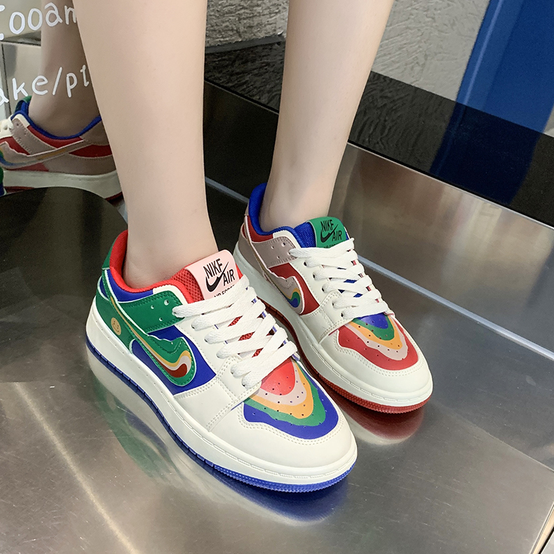 aj女鞋街头复古小众彩虹鸳鸯板鞋韩版低帮百搭ins潮流休闲鞋 aj01鸳鸯