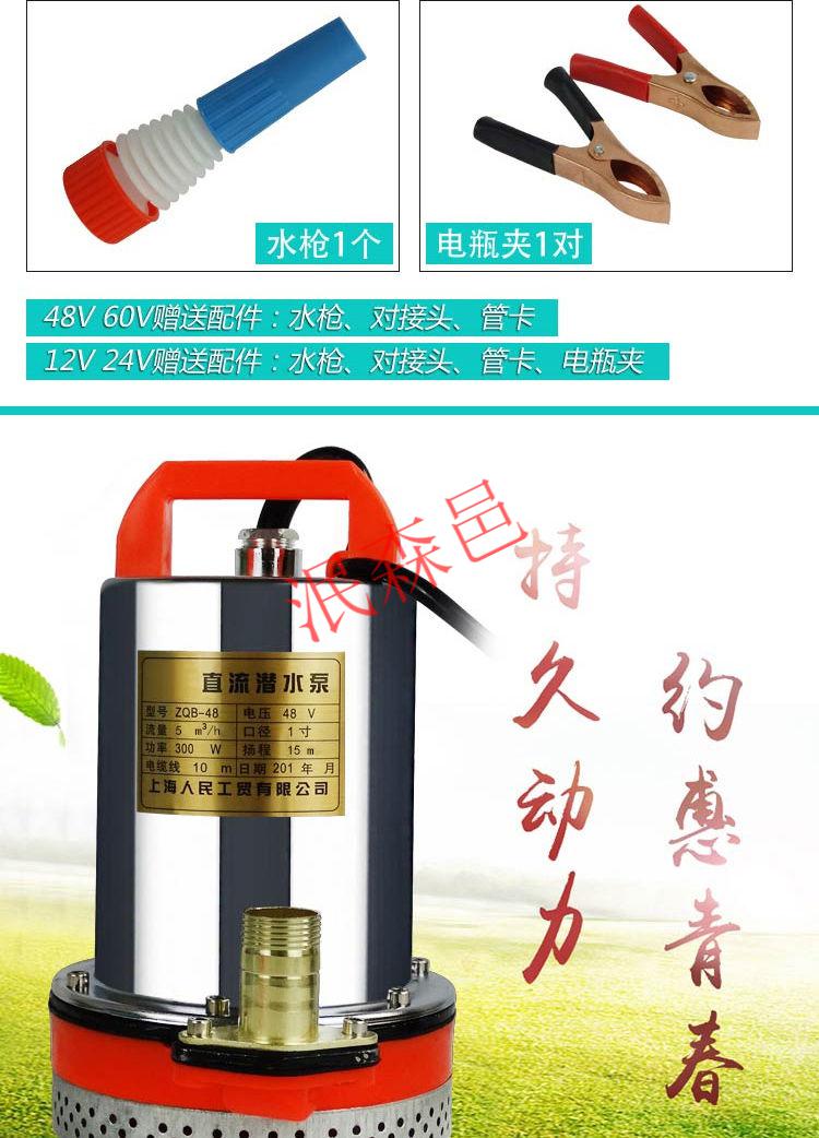 12v直流潛水泵60v抽水泵家用農用刷車高揚程12v180w25米電線