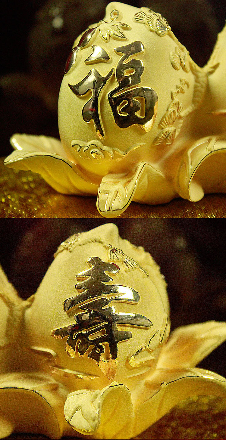 重礼礼物老人贺寿商务镀金黄金寿桃摆件送给长辈的生日祝寿过寿客厅