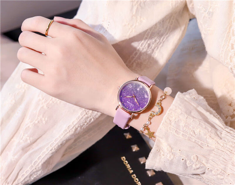 disney/ 梦幻紫星空流沙少女心手表小仙女高颜值初中生可爱软妹日系