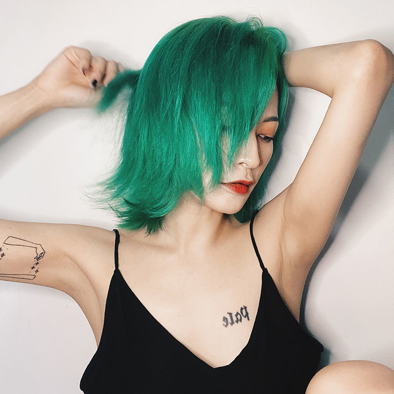 抹茶绿 褪色粉(染过黑色拍)偏亮【图片 价格 品牌 报价】-京东