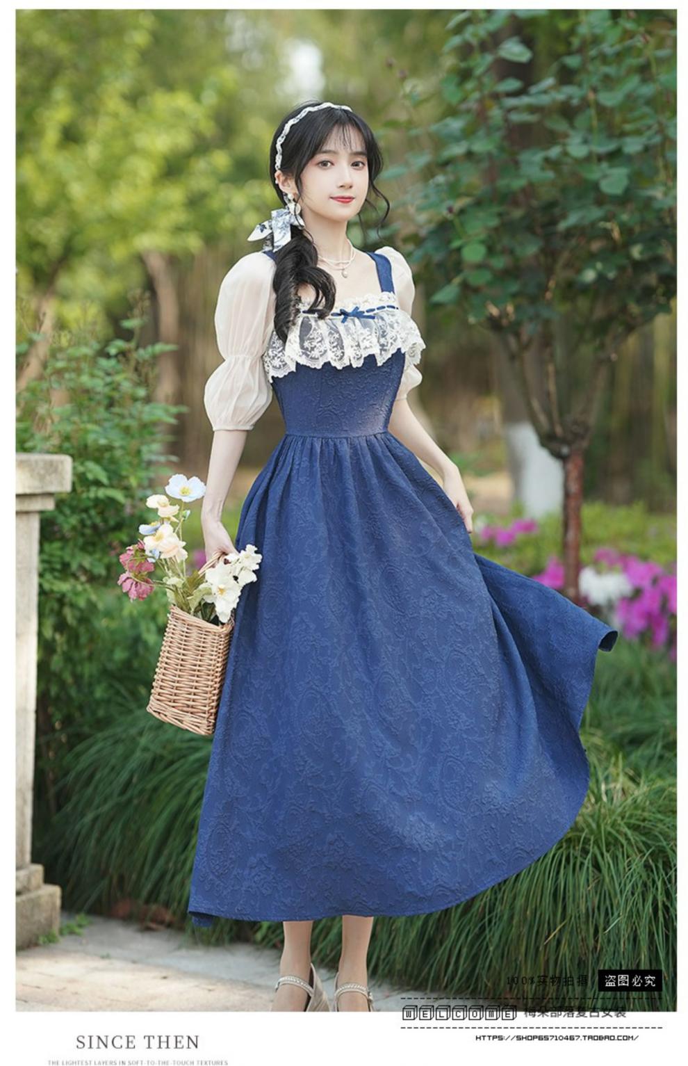 秉藜 欧洲中世纪宫廷礼服复古田园风连衣裙夏季精灵森系仙女超仙长裙