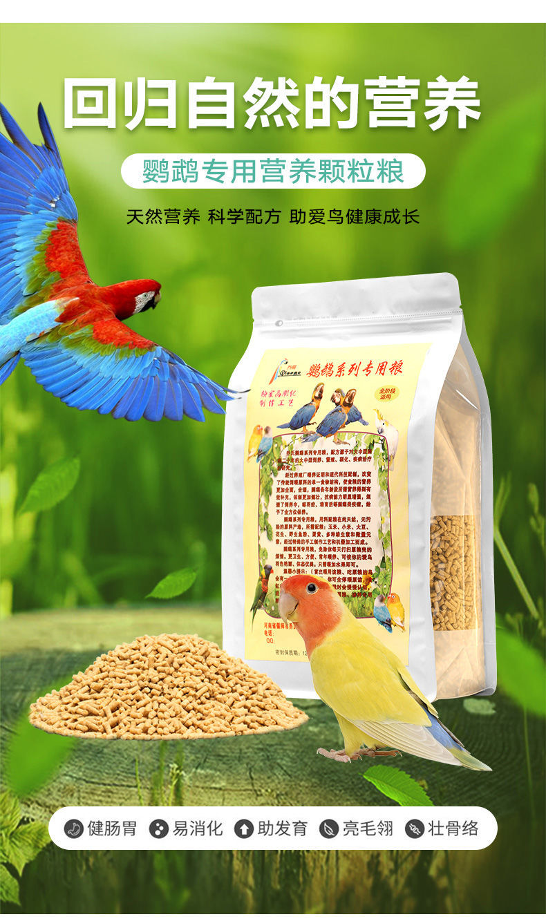 抖音同款 鹦鹉粮食鹦鹉专用混合无壳颗粒粮玄凤牡丹小太阳虎皮鹦鹉鸟