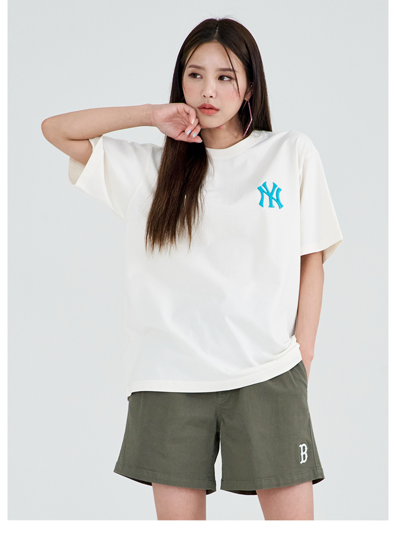 mlb官方 男女情侣t恤星球印花短袖运动休闲宽松22年春夏新款3atse1223