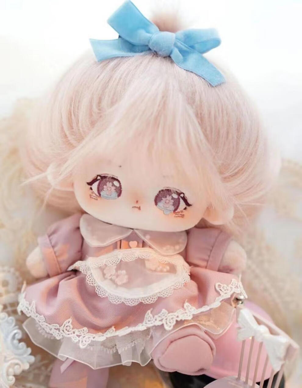 棉花娃娃 20cm有骨架女娃可爱嘤嘤怪无属性设计裸娃假发衣服鞋子娃衣