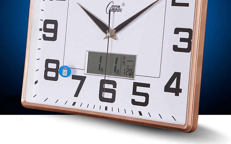 官方自营 康巴斯石英挂钟温湿度挂钟客厅卧室办公室钟表日历大号石英
