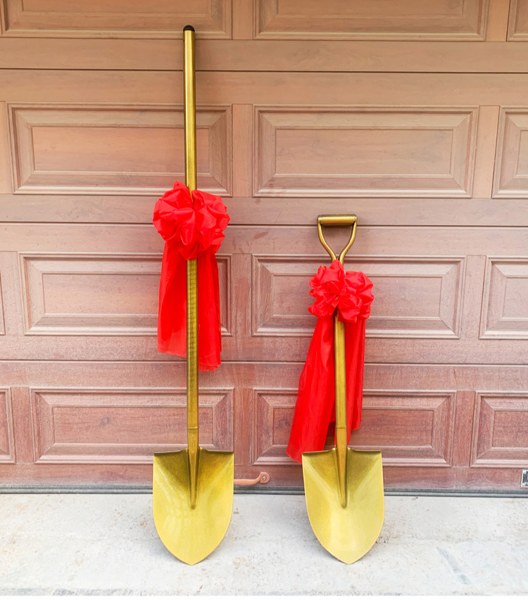 奠基铲 金色铁锹 金铲子奠基庆典开工仪式奠基铲金色铁锹动工挖土工具