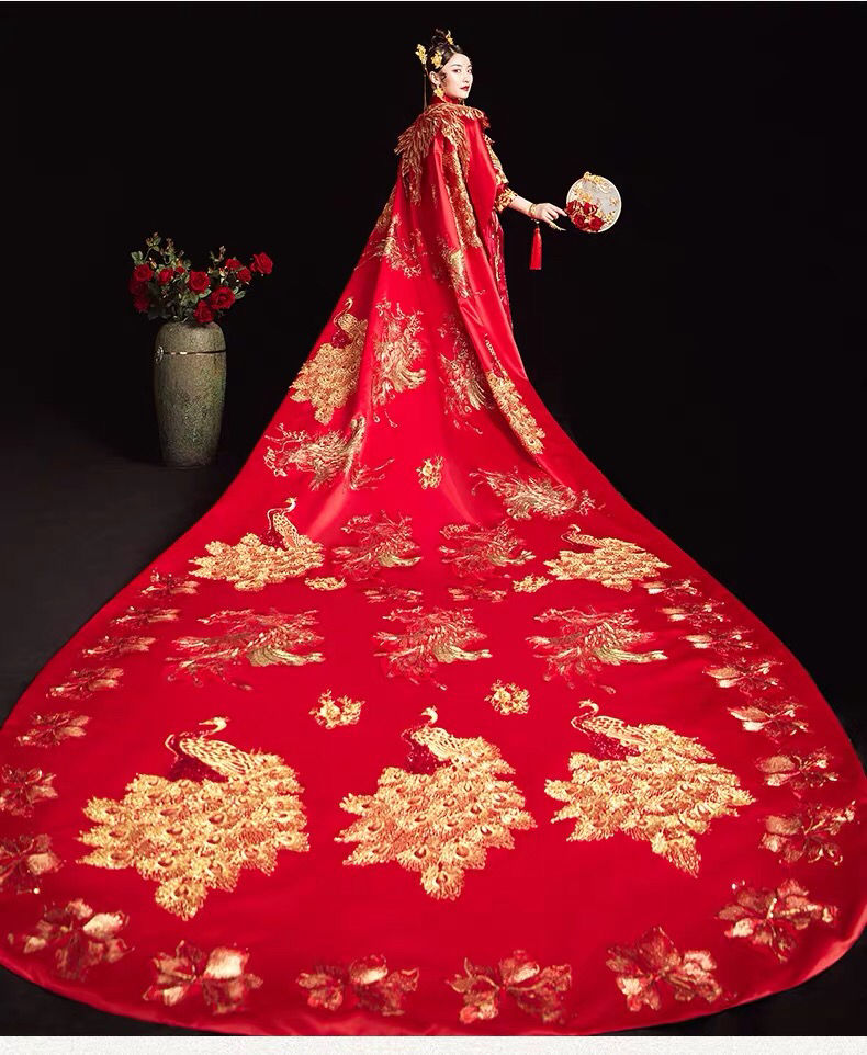 凤冠霞帔整套婚纱秀禾服新娘新款结婚中式礼服凤冠霞帔古代婚纱嫁衣