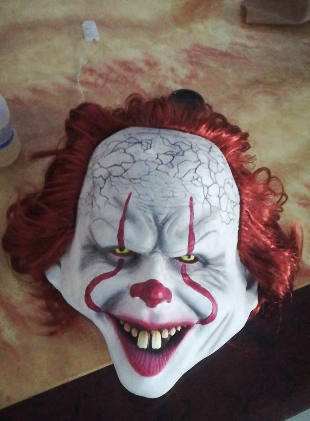万圣节商超装饰礼物 美国吓人故事小丑回魂发光乳胶面具头套万圣节