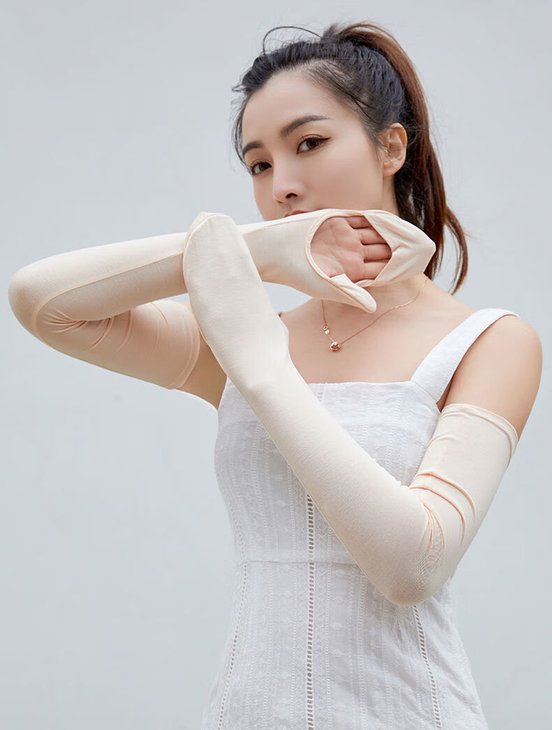 夏季半截手套女薄款防晒开车骑行采茶纯棉透气短款露指半指手套兴班51