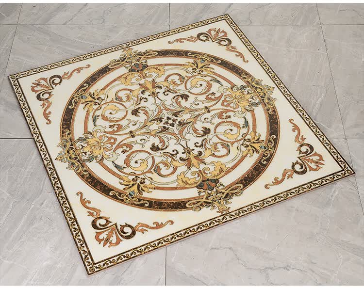 坚悦定制别墅豪宅拼花地砖镀金色圆形地心客餐厅玄关地面拼图瓷砖1600