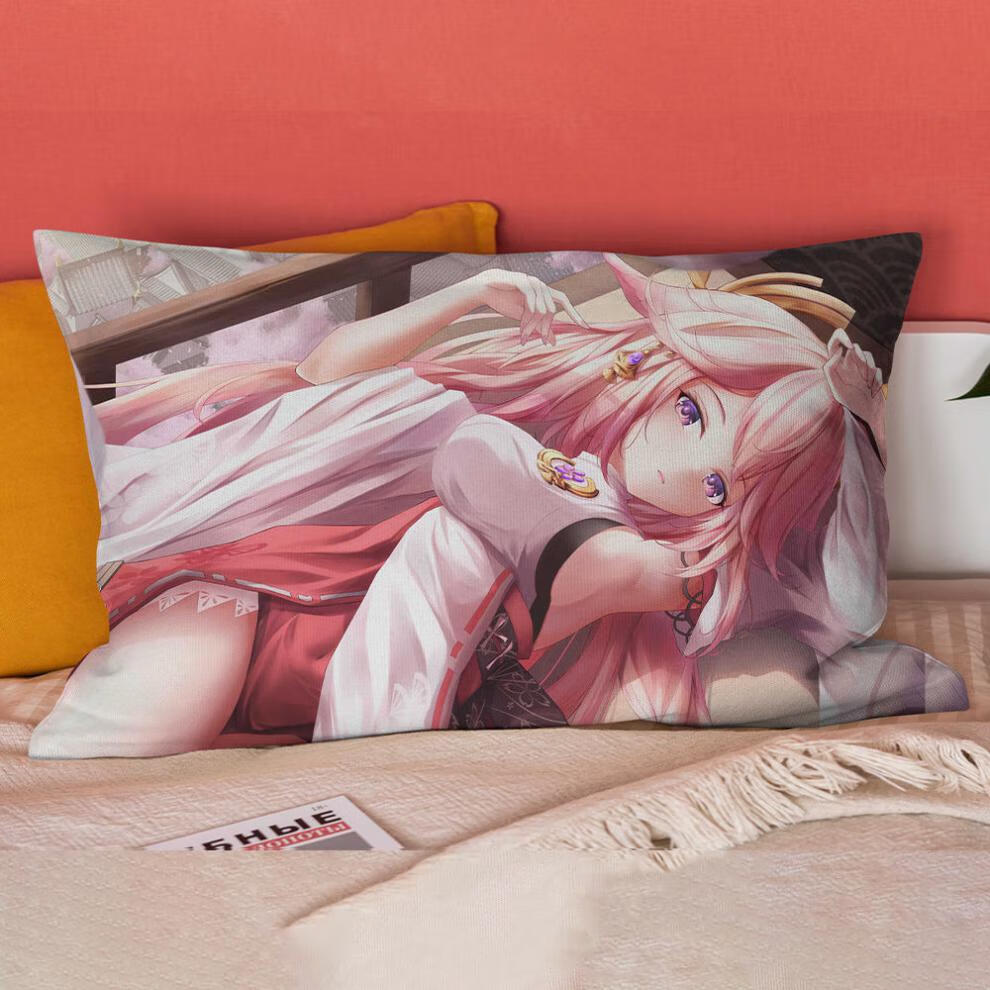 原神八重神子抱枕半身长方形靠垫二次元同人周边狐狸宅男靠枕动漫编号