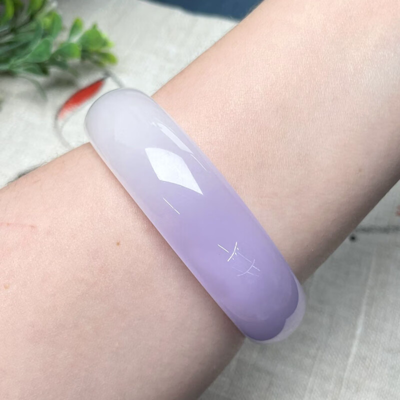 淡紫色手镯女款紫罗兰玉镯冰种玉石镯子礼物 玉镯尺寸61mm【图片 价格