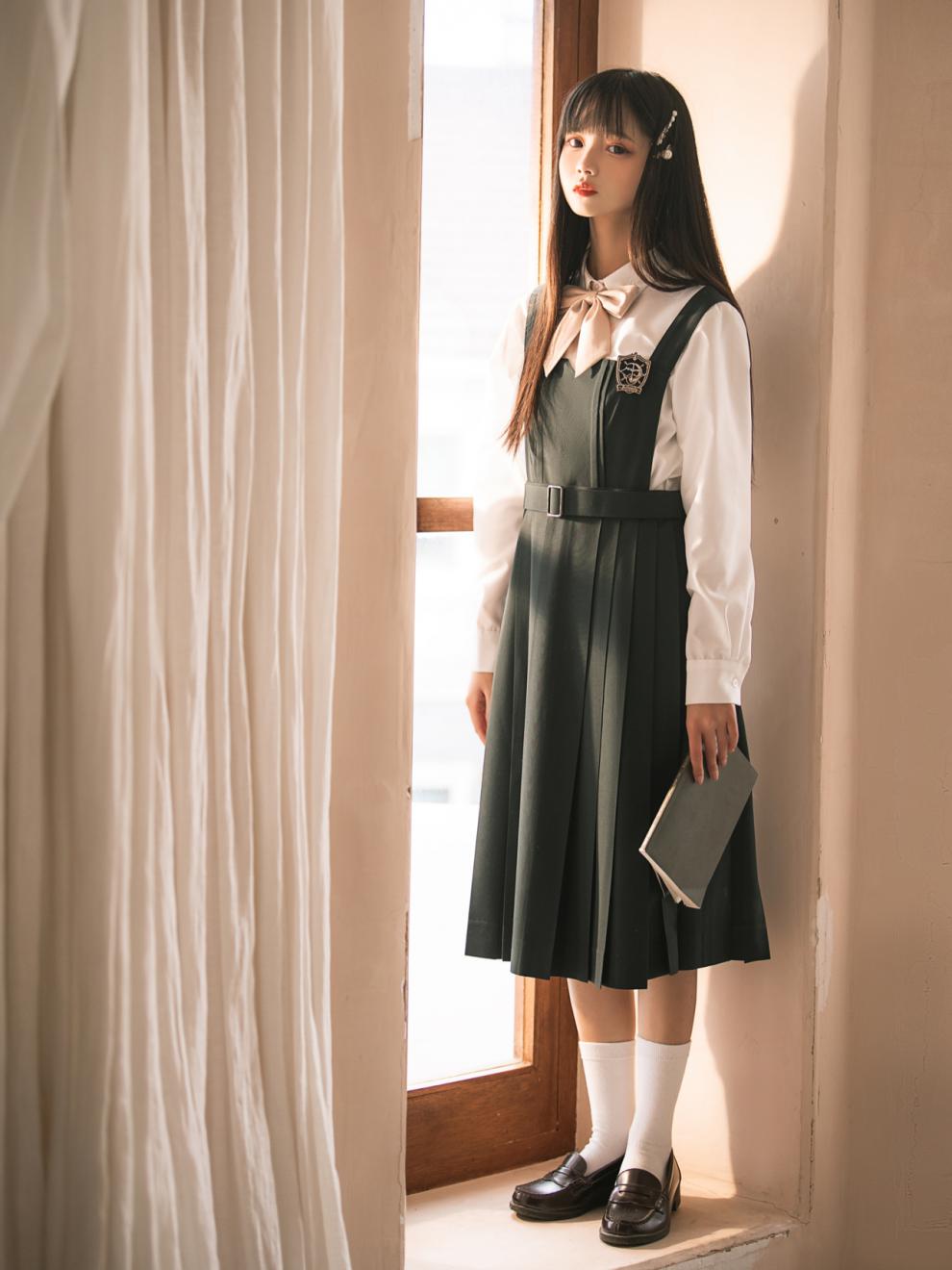 少女jk制服冬季套装秋加厚jk墨绿色大码连衣裙护奶裙班服礼服小女孩