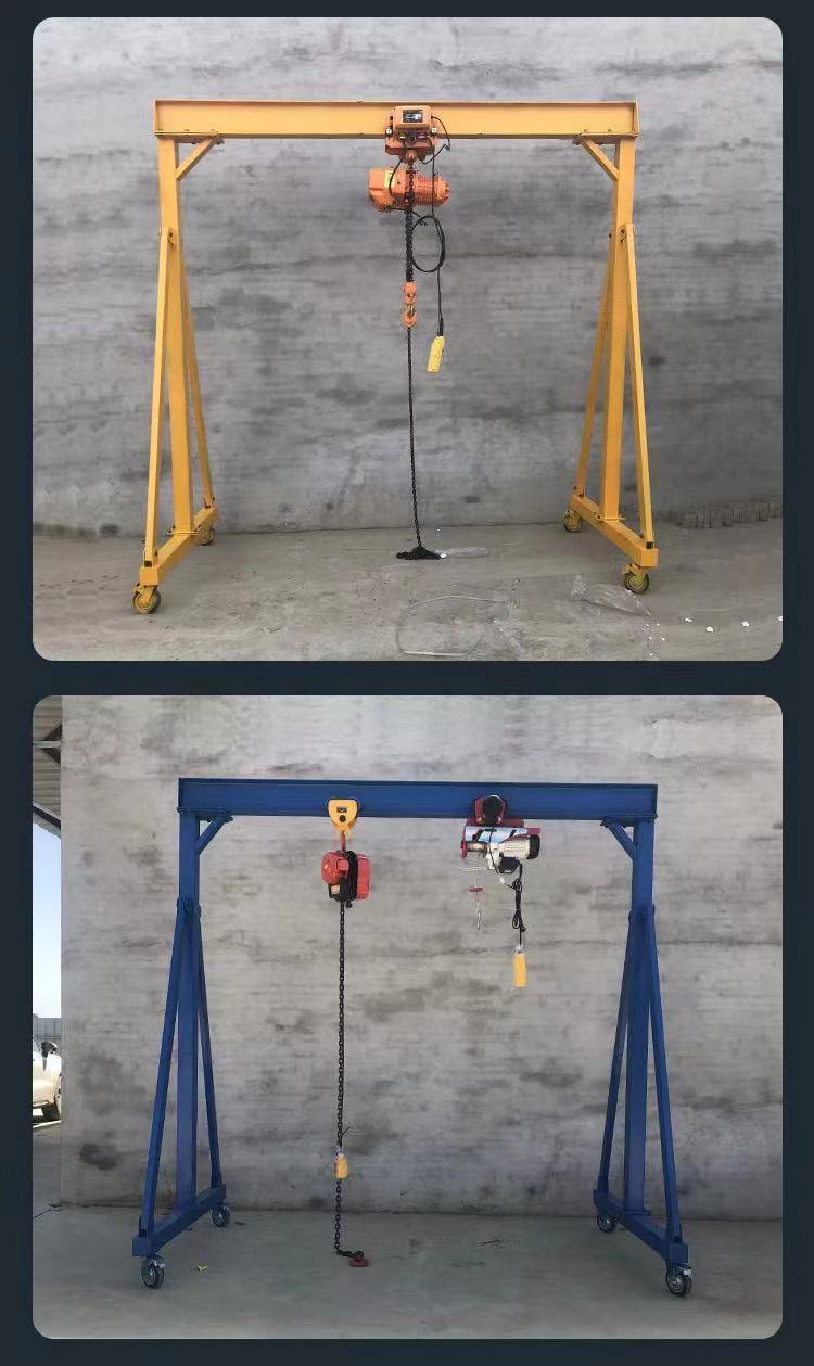 龙门架起重移动吊架升降式工地吊机小型航吊龙门吊1/2/3葫芦 加厚1t4
