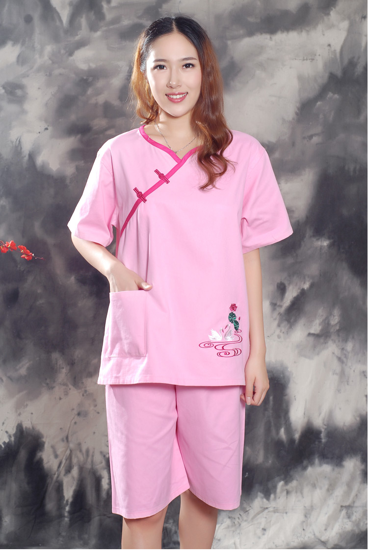 哈昱纯棉男女汗蒸服 中式国风足浴桑拿浴场浴衣按摩服 咖色书法 男款