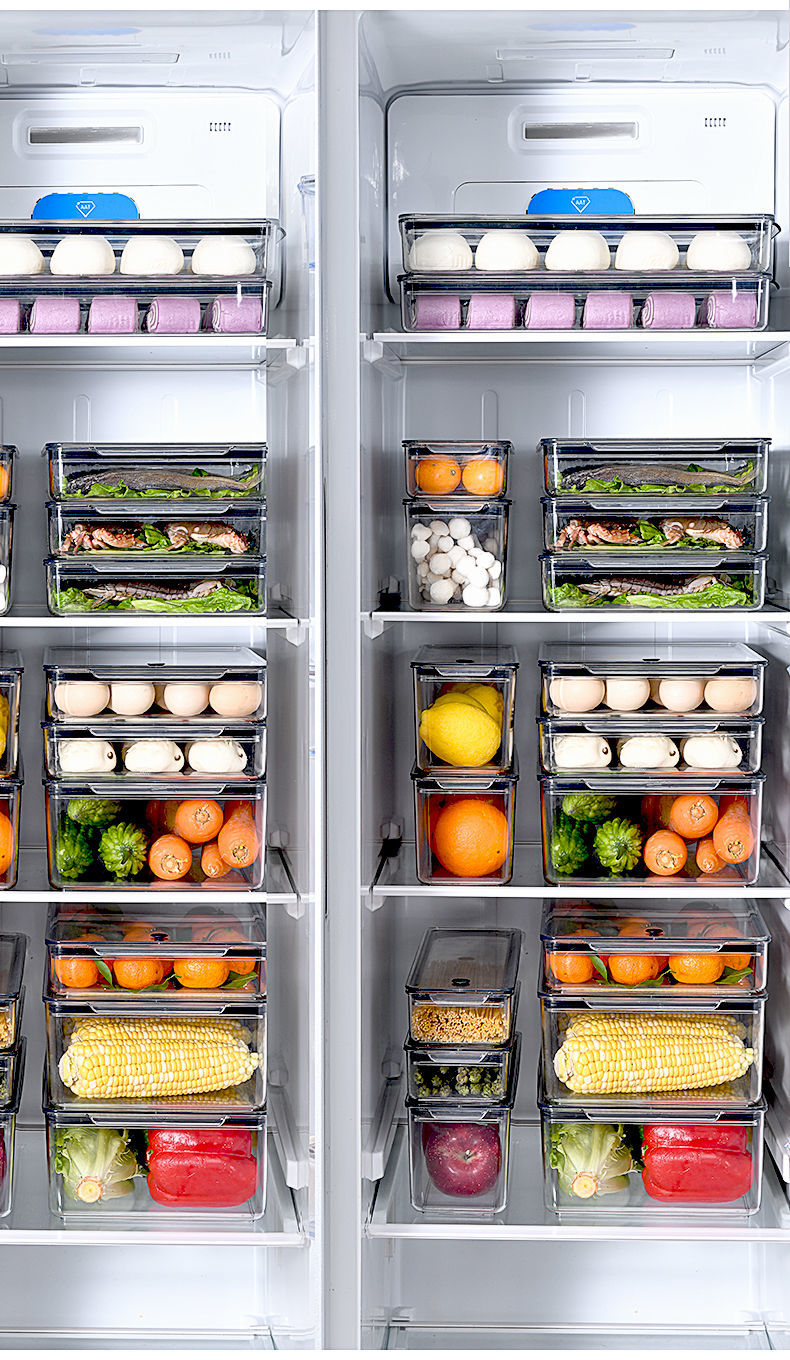 适用冰箱保鲜收纳盒厨房家用透明带盖蔬菜水果储物塑料盒子长方形高