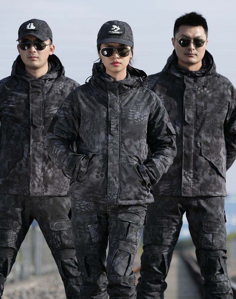 冬季加绒迷彩服套装男战术作战服野战工作服加厚保暖连帽外抓绒迷彩