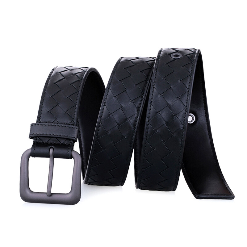 bottega veneta宝缇嘉bv腰带男款编织牛皮皮带 黑色 95【图片 价格