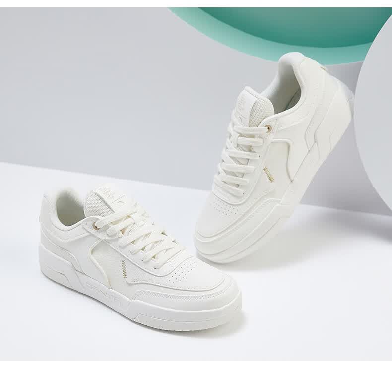 安踏板鞋女鞋秋季新款复古革面潮流休闲鞋女士舒适防滑低帮运动鞋官方