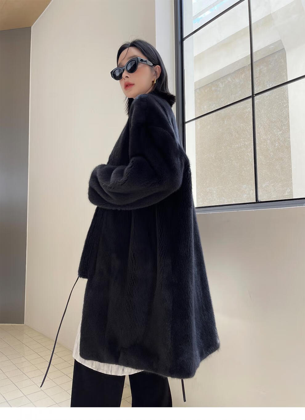 欧迪鸟品牌女装貂皮大衣女新款天鹅绒中长款气质年轻水貂皮草外套