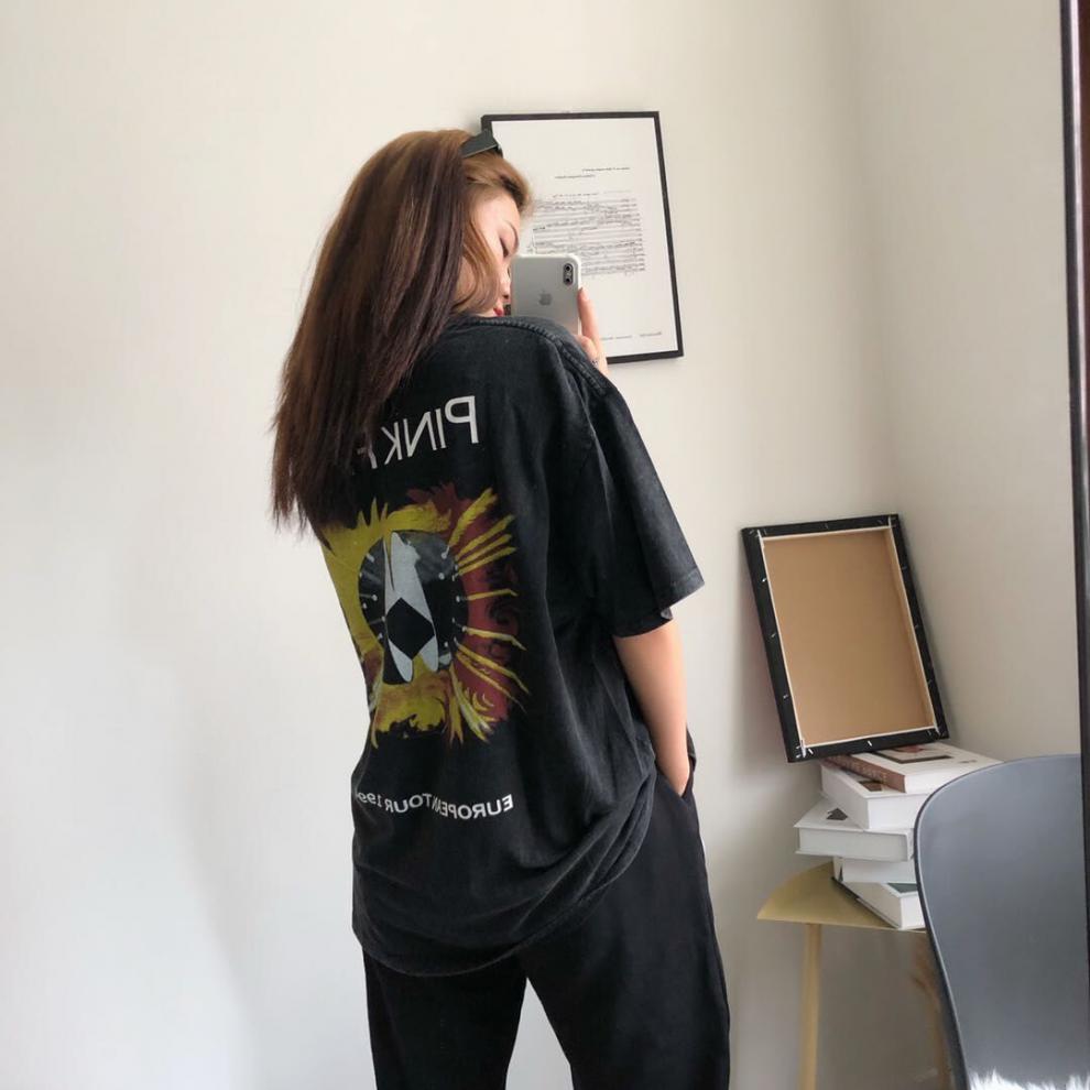 pink floyd太阳神复古印花t恤vintage宽松贾斯丁比伯同款纯棉短袖潮