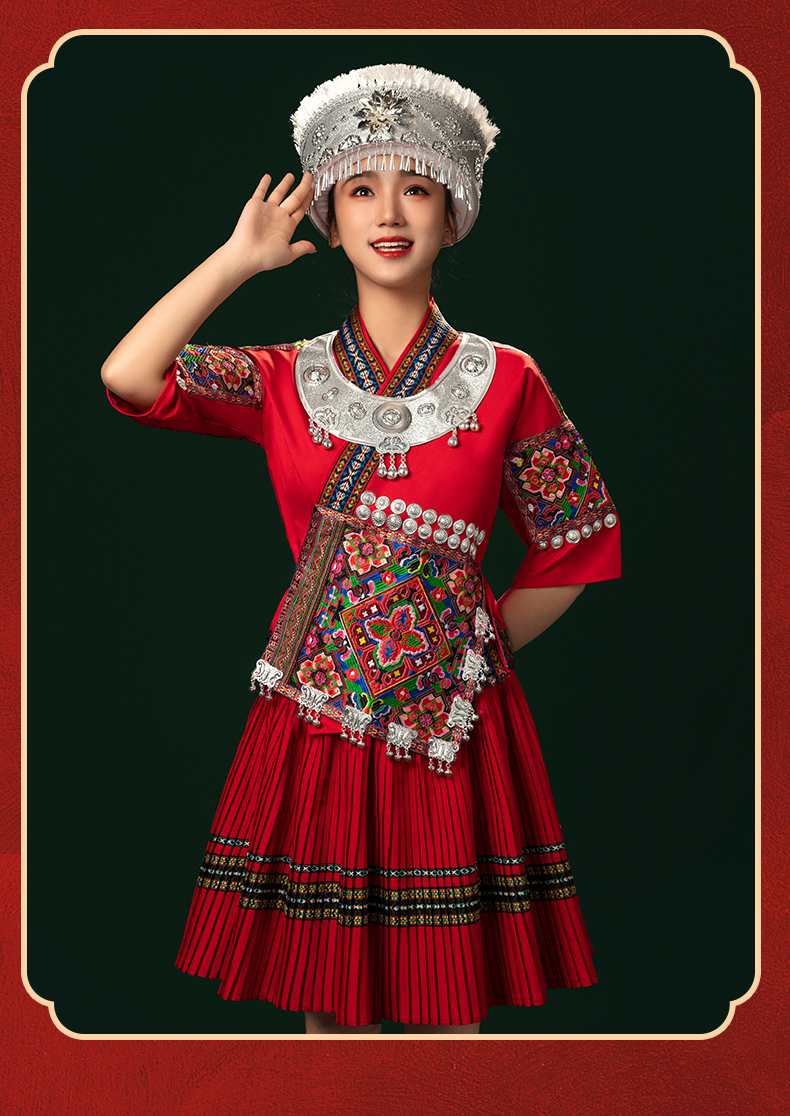 苗族衣服女服装服饰全套云南少数民族传统苗寨侗族服舞蹈演出刺绣