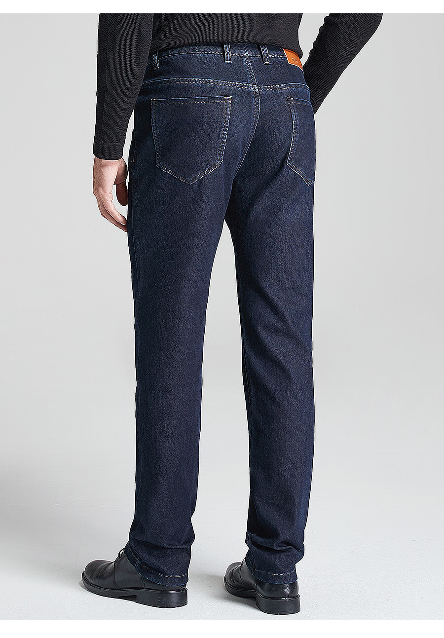 百斯盾羊毛牛仔裤秋冬新款保暖商务休闲合体中青年弹力男裤子 深蓝 29