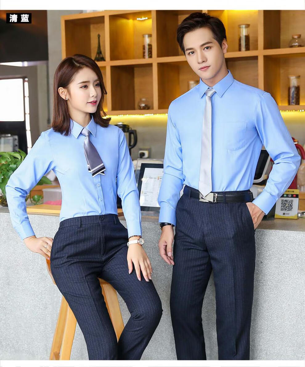 夏季衬衫职业装定制商务工作服银行4s店办公室男女衬衣印字绣logo