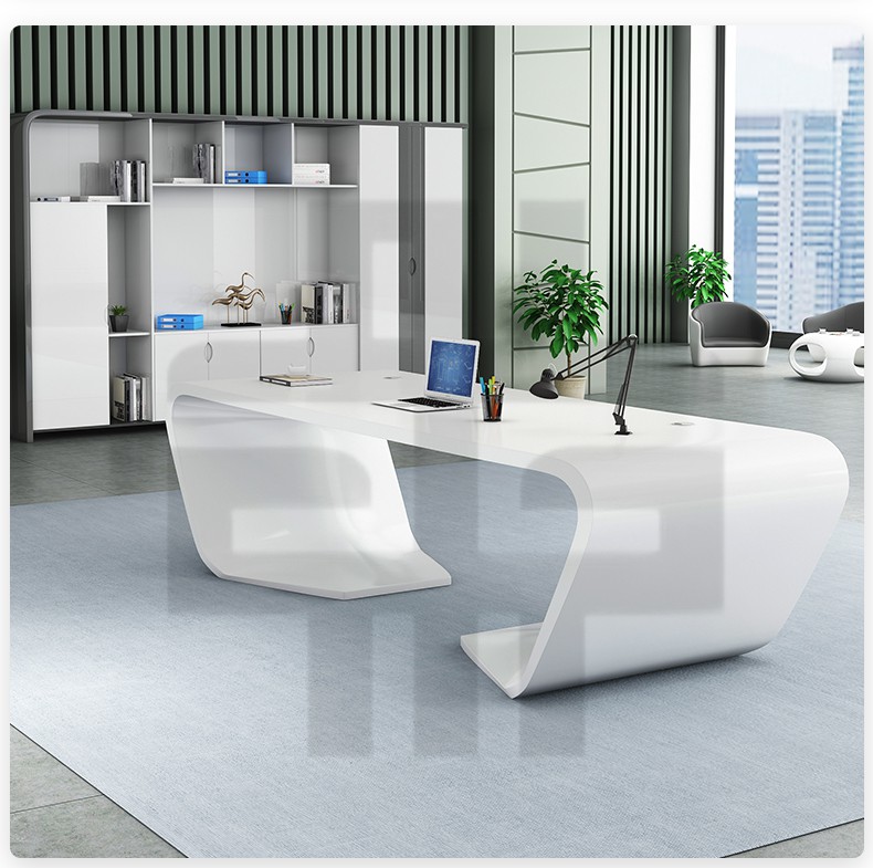 卡庭森(katingsen) 直播桌子老板桌简约现代白色烤漆医美咨询桌女士