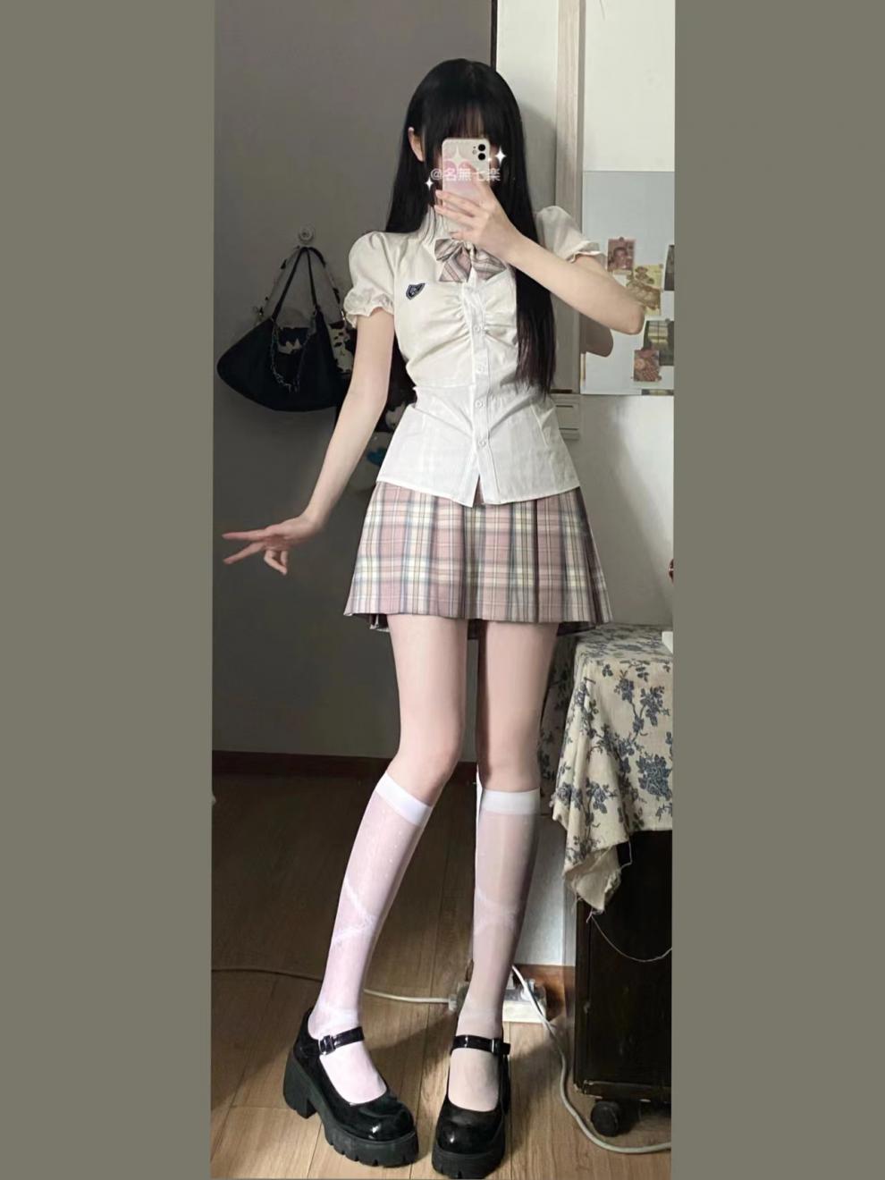 智赚jk制服御姐甜辣纯欲修身上衣辣妹收腰衬衫学院御姐jk制服百褶裙