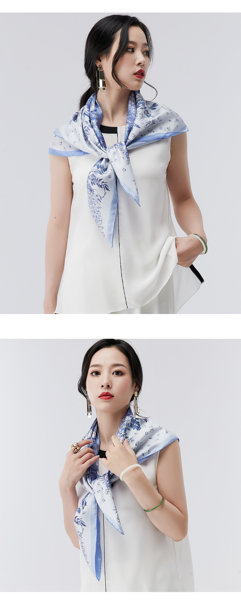 绣娘真丝丝巾女围巾送礼妈妈礼盒苏州丝绸大方巾桑蚕丝藤萝花语 淡紫